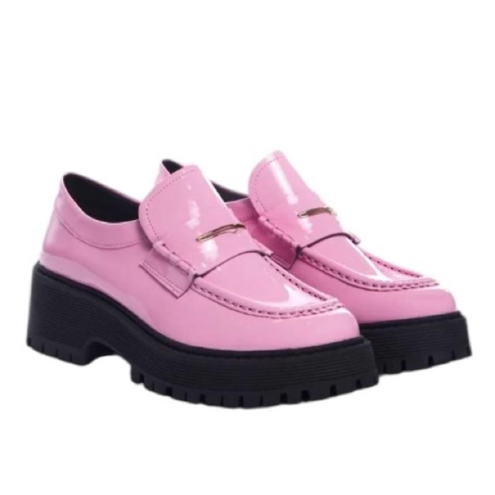 Steve Madden Malvern Pink Patent Leather Platform Loafers